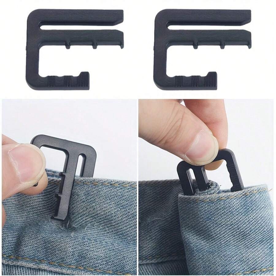 Adjustable Waist Belt Button Set - 1/3/5pcs Detachable Jeans Waist Belt, No-Sew Instant Buttons, Suitable For Denim Skirts And Pants, Plastic Material - Black - A - View 1