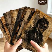 24pcs + 1 Red Envelope Mysterious Gothic Halloween Postcards, Dark Vintage Elements, Printed With "Stay Spooky" Text, Suitable For Friends' Halloween Dark Aesthetic Stationery Set - Sets - View 5
