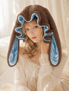 Topi Tidur Wanita Lucu dengan Telinga Kelinci Panjang, Topi Pelindung Rambut dengan Lapisan Satin Lembut, Topi Malam Dua Lapis yang Empuk dan Nyaman, Ikat Kepala untuk Tidur di Rumah - MultiWarna - View 11