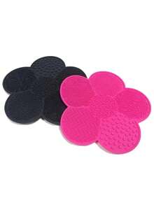 Silicone Makeup Brush Cleaning Pad With Suction Cup, Portable Petal-Shaped Brush Washer Scrubber Mat,Quick-Drying Multi-Faceted Texture , Eyeshadow, Blending Brush, Powder Puff,Wash At Sink Or On The Go, Makeup Tools Cleaner,Essential For Women - A - View 11
