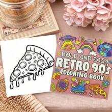 Bold And Simple 90s Retro Coloring Book: Minimalist Large Patterns For Adults And Children, Featuring 90s Lifestyle Elements, Large Print, Thick Lines, Helps You Relieve Stress And Relax - Vintage Coloring Book - View 5