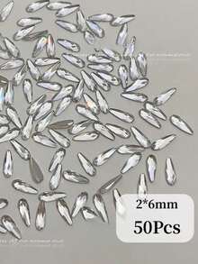 Pack Of 50 K9 Clear Nail Stones – Flat-Back, Fancy Cut (Select Shape & Size) – Nail Art Parts / DIY Decoration - White - View 11