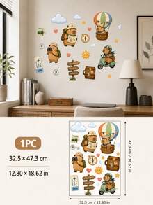 SUPSTICKER 1PC 4 Styles Capybara Wall Stickers, Cute Cartoon Peel & Stick Removable Wall Decals For Bedroom, Living Room, Furniture & Home Decor - 1PC - View 14