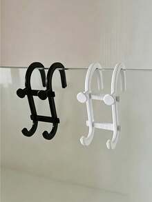 1pc Black Multi-Function Bathroom Storage Hook, No-Drill Towel Rack, Bath Sponge Holder, Razor And Cleaning Tool Storage Rack, Suitable For Shower Rod, Glass Door And Shelf, Also Can Be Used As Phone Stand - Multicolor - View 11