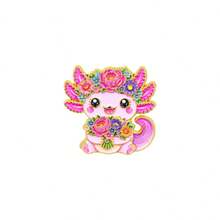 Floral Axolotl Enamel Pin, Cartoon Flower Salamander Lapel Pin, Decorative Brooch For Backpack Clothes Hat, Cute Accessory Gift For Women Girls - Multicolor - View 13
