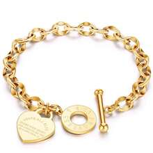 Letter ABOVEALLELSE Heart OT Clasp Stainless Steel Bracelet - Multicolor - View 1