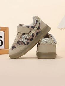 1 Pair New Autumn Leopard Print Training Shoes For Girls, Soft Sole Sports Shoes For Boys - Beige - View 4