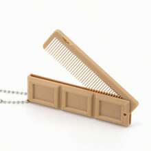 1pc Chocolate Bar Shaped Foldable Hair Comb With Built-In Mirror, Portable Pocket Size With Chain Charm, Suitable For Travel And Daily Makeup Hair Styling, Cute Creative Hair Accessory, Mini Handheld Makeup Mirror Comb/Comb/Hair Styling Tool/Hairdresser Essential/Hair Accessory For Women And Girls - Multicolor - View 16