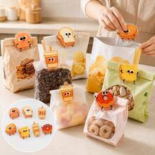 7/1pc Set Cute Cartoon Food Pattern Bag Sealing Clips, Acrylic Material Tight Sealing Reusable For Kitchen Pantry Snack Storage Household Food Keeping Food Bag Clip Snack Bag Sealer Kitchen Storage Accessory - Multicolor - View 1