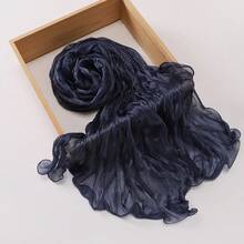 1pc Women's Pleated Organza Hijab Scarf, Simple Solid Color Headscarf, Fashion Headwrap Shawl, Suitable For Daily Wear - Baby Pink - View 6