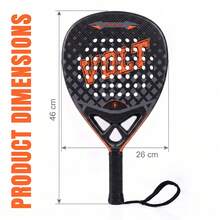 Crystals Padel Racket Carbon Fibre Kevlar Composite 375g EVA Memory Flex Foam Core Racquet With Bag - Red - View 2