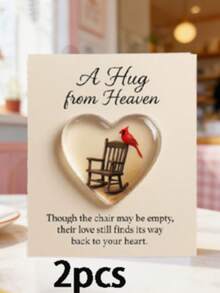 1/3pcs Pocket Hug Heart Cards - Hug From Heaven, Heart-Shaped Memorial Statue With Bird, Includes Inspirational Blessing Card, Suitable For Memorial, Home Decor, Gift - Multicolor - View 13