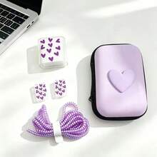 6pcs Sweet Heart Data Cable Protector Set, Hard Shell Heart-Shaped Storage Bag, Data Cable Charger Shell Charging Storage Large Capacity Storage Bag / Laser Protection Rope / Portable Storage Bag / Anti-Breakage Protector, Compatible With Apple 18/20W Charging Protection Storage, Essential For Students And Commuters, Perfect Gift For Best Friends - Multicolor - View 10