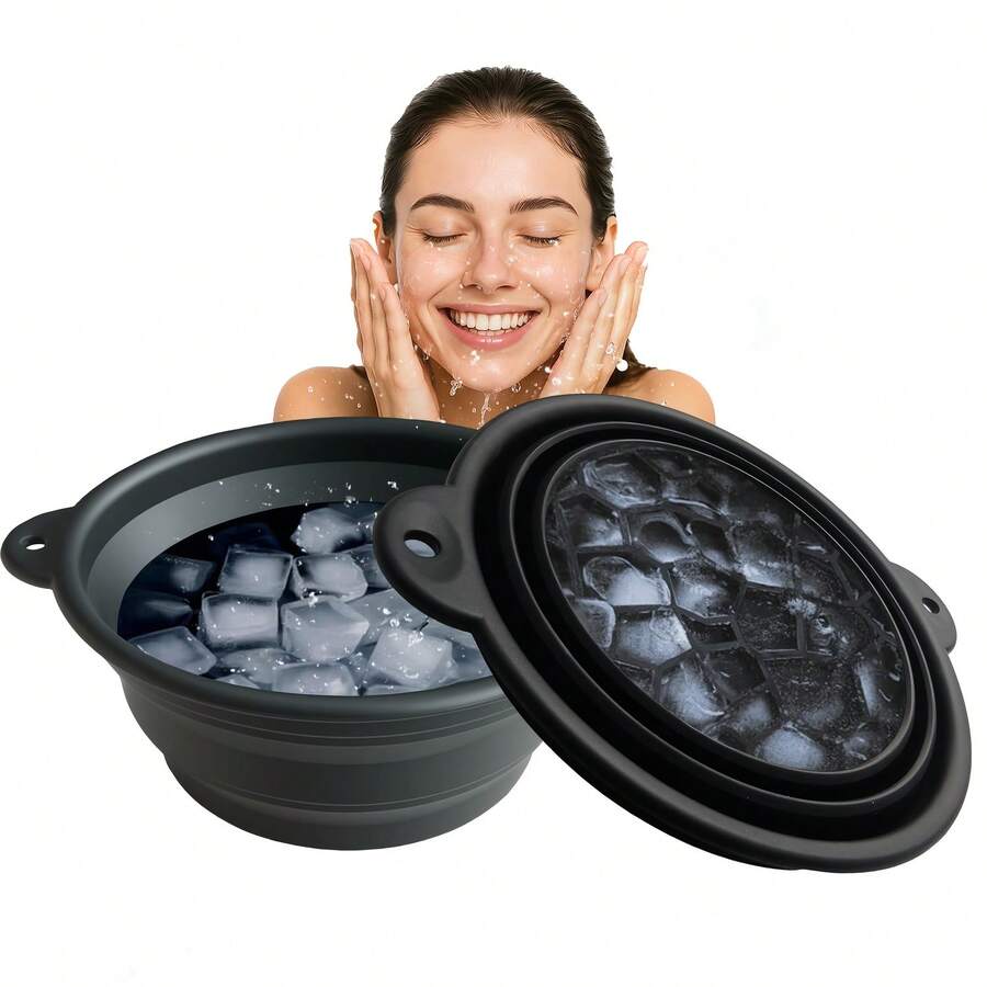 1pc Home Facial Ice Bath Basin - Silicone Foldable Basin, Suitable For Outdoor And Beauty Use (Facial Ice Therapy/Beauty Tool) - A - View 1