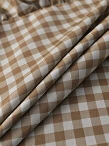 1pc Brown Plaid Ruffle Short Curtain, Rod Pocket Soft Light Semi-Sheer Curtain, American Country Style Window Curtain, Cafe Atmosphere Curtain, Suitable For Kitchen, Cabinet, Bedroom Home Decor, Living Room Decor - Brown - View 4