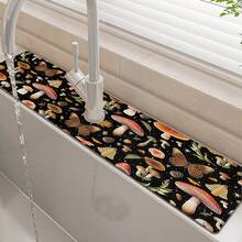 1pc Mushroom Design Sink Faucet Water Absorbent Mat, Drainage Mat, Suitable For Kitchen, Bathroom Sink, Countertop, Drainage Mat, Diatomaceous Earth Material, Cuttable, Quick Drying Mat - Multicolor - View 5