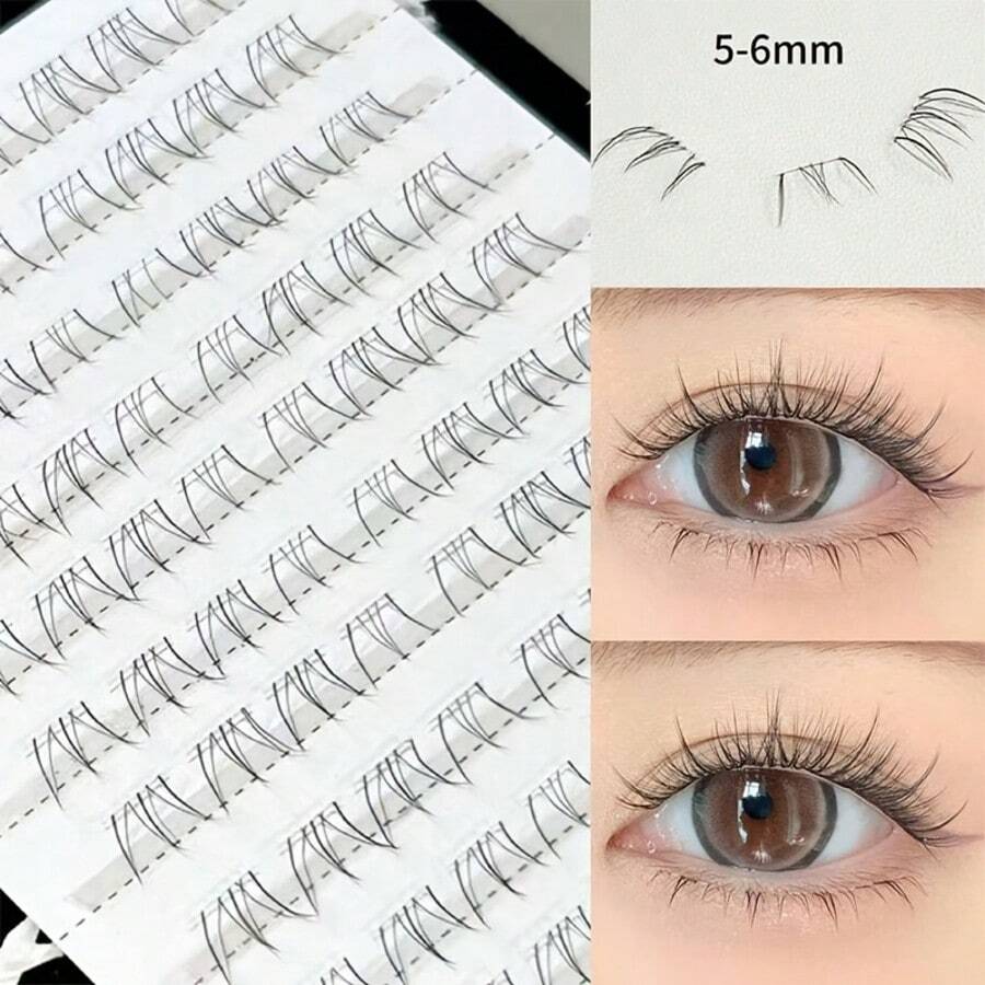 HERORANGE 48 Clusters Cat‑Style Lower False Lashes, 5‑6mm Fine Slim Individual Strands, Cozy Fit Lifelike Feathery Texture, Lazy Cluster Lashes For Authentic Natural Eye Makeup