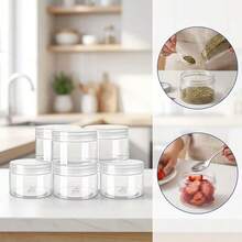 6pcs Small Travel Refillable Containers, Transparent Plastic Jars, Reusable Plastic Storage Containers, Round Plastic Jars, Kitchen Home Storage Containers, Black/White/Clear Screw Cap Sample Jars, 4 Sizes, Makeup Sample Dispenser Boxes - View 7
