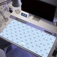 Alas Meja Motif Bunga Polkadot dan Pita Biru Lucu Gaya Korea, Alas Mouse Kulit PU Besar untuk Keyboard Komputer, Alas Mouse Kartun Lucu, Hadiah Dekorasi Rumah, Gaya Y2K Girl - View 2