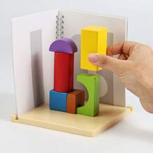 1 Set Projection Blocks 3-View Spatial See-Through Building Toy, Wooden Early Education Teaching Tool For Children To Develop Multi-Angle Observation, Spatial Imagination And Logical Thinking - Multicolor - View 3