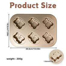 6-Cavity Bear Cake Mold, Carbon Steel Nonstick Baking Pan, Cartoon DIY Kitchen Bakeware For Home - Gold - View 3