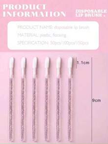 50pcs Crystal Eyelash Cleaning Brushes Disposable Eyebrow Brushes Eyelash Removal Tool Lip Brush Makeup Brush Tool - Pink - View 5