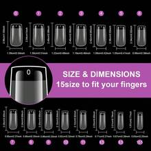 HOTWAY 180 Almond Square Trapezoidal Fake Nails, Hailey Nails,Stiletto Heels,Auxiliary Line 15 Transparent Semi Matte Acrylic Nail Tips, Wearable Nail Art Artificial Nails - Transparent Matte - View 8