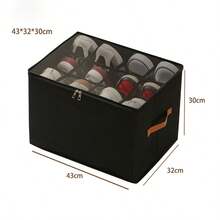 Minimalist Rectangular Shoe Box With Dividers, Double Zippers, And A Side Handle. Optimizes Space, Provides Categorized Storage, And Is Foldable. Suitable For Wardrobes, Bedrooms, Dormitories, And Other Home Storage Needs; Suitable For All Seasons. - Multicolor - View 16