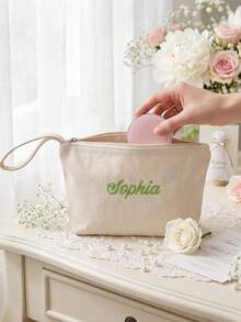1pc Custom Text Pouch For Bachelorette Makeup Bag,Custom Cosmetic Pouch, Bridesmaid Gift For Wedding - Multicolor - View 5