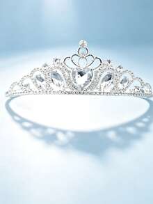 1pc Gold Heart Red Rhinestone Crown Headband, Bridal Wedding Birthday Party Banquet Headpiece, Women's Festival Event Styling Head Crown Accessory - 250112 - View 6