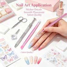 2pcs Nail Art Rhinestone Pickup Tool Set, Dual-Head Wax Dotting Pen & Anti-Static Pink Tweezers, Suitable For Nail Rhinestones, Beads, Crystal Decoration, Jewelry Making, Handmade DIY Nail Supplies - Reacher Grabber - View 4