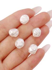 50pcs White Faux Pearl Beads Irregular Loose Spacer Beads Pendant For Jewelry Making DIY Bracelets Necklaces Accessories - Pearl - View 6