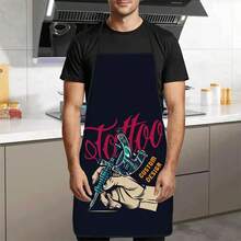 1pc Tattoo Artist Print Apron, Featuring Handheld Tattoo Machine & Pattern, Durable Work Apron Suitable For Tattoo Artists, Tattooists, BBQ Enthusiasts, Gardeners, Painters, Nail Artists - Perfect Gift For Home And Professional Tattoo Practitioners - Multicolor - View 12