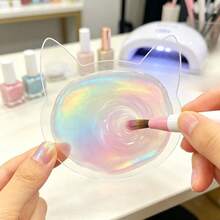 1pc Transparent Cat-Shaped Nail Art Color Palette & Fake Nail Sample Storage Board, 2-In-1 Display Stand For Press-On Nails, Multi-Purpose Nail Gel Color Palette - Multicolor - View 2