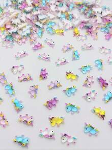 15pcs Mixed Color Unicorn Nail Art Charms, 3D Cartoon Cute Animal Resin Rhinestone Nail Decor, Phone Case Earring Hair Clip Decoration Small Accessories - Multicolor - View 6