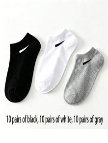 30/10 Pairs Men's Breathable Athletic Socks, Letter Print Crew Socks, Soft Stretch Cushioned Sports Socks For Running, Basketball, Gym & Daily Wear - A - View 9