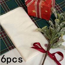 1/2/6pcs White Textured Fabric Napkins, Solid Color Foldable Shaped Cloth Napkins, French Country Christmas Party Home Dining Table Napkins - Multicolor - View 15