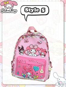 asmodee Sanrio Cinnamoroll Printed Backpack, Full-Coverage Graffiti Style Pattern Polyester Daily Bag, Multiple Storage Pockets, Adjustable Thickened Shoulder Straps - Multicolor - View 9