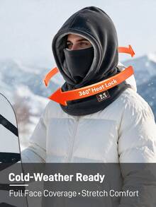 Musion Patch Decor Fleece Balaclava1PC Hood, Thick Plush Lining Adjustable Full Face Head Mask, Warm Wind‑Blocking Neck Gaiter For Cold Weather Daily Wear - Multicolor - View 9
