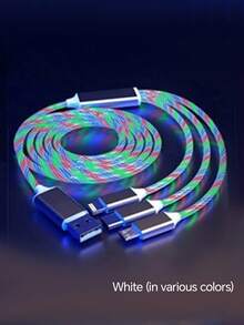 LED發光Type-C快充數據線、Type-C充電數據線、USB-A轉Type-C充電數據線，以及3合1 USB-A轉Type-C/Lightning/Micro充電線，1m/3.28ft/39.37in與1.2m/3.9ft/47.24in，USB-A轉Type-C，相容於華為/Android手機，通用旅行/居家/辦公/車用數據線 - 彩色 - 查看 16