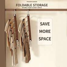 1PC-6 Layer Multi-Color Magic Pants Hanger -Multi-Color Options- Heavy Duty Multi-Layer Pants Rack With Non-Marking Magic Clips, Space-Saving Closet Organizer, Suitable For Rod/Ceiling, Adjustable Rod, Suitable For Home/Office/Hotel - Multicolor - View 9