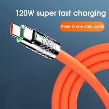 [Kabel Data 3-in-1 Pengisian Super Cepat 120W] Kabel Pengisian Daya Ponsel Universal 3-in-1 Micro/Type-C/Lightning, Bahan Silikon, Mendukung Apple/, Pengisian Cepat Tanpa Merusak Perangkat, Tahan Lama dan Anti-Patah, Perlengkapan Penting Portabel untuk Mobil - MultiWarna - View 5