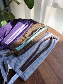 Tas Penyimpanan Minimalis Bergaris dengan Resleting, Ringan, Kapasitas Besar, Tas Perlengkapan Mandi Portabel untuk Perjalanan, Tas Kosmetik Wanita, Tas Tangan Kecil - MultiWarna - View 8