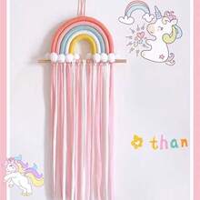 1pc Cloud Rainbow Ornament Hanging Handmade Woven Lace Wall Decor Macrame Wall Hanging Decor Home Rainbow Decor Cotton Rope Room Wall Decor - Multicolor - View 1