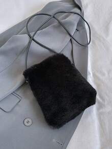 BAILEE Minimalist Fashion Solid Color Faux Fur Shoulder Bag, Soft Plush, With PU Strap, Portable, Suitable For Matching Outfits, Also Suitable As A Gift - Multicolor - View 14
