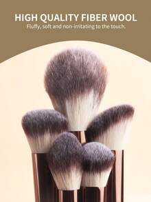 ronshadow 13pcs Makeup Brush Set With Storage Bag, Makeup Sponge, Powder Puff, Loose Powder Brush, Blush Brush, Foundation Brush, Contour Brush, Multiple Eyeshadow Brushes, Dual-Ended Eyebrow Brush, For Home Makeup, Travel And Touch-Ups, Complete Set For Setting, Blush, Contouring, Eyeshadow And Eyebrow Makeup - Multicolor - View 10