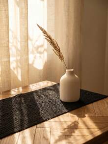 1pc Black Hollow Woven Table Runner, Modern Minimalist Style, Long Strip Shape With Tassel Edge And Hollow Texture Detail Decoration, Functional Dining Table Runner Suitable For Modern Restaurant Decor And Daily Home Decoration Scenes - Black - View 2