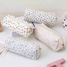 1pc Pink Pencil Case, Ins Style Stationery Storage Bag, Multi-Functional Cosmetic Organizer, Cute Multi-Purpose Storage Bag, Pencil Box, Suitable For School, Stationery, Cosmetics, Skincare, Lipstick, Brushes, Coins, Small Items, Back To School Season - Multi-color - View 1