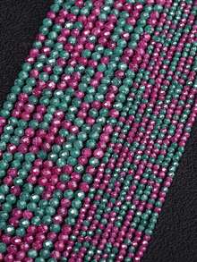 1 Strand Rose Red Green Zirconia, Loose Spaced Bead Stone Beads, Bead Jewelry Making DIY Bracelet Necklace Accessories 2/3mm - Multicolor - View 4