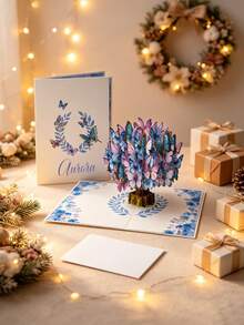 Personalized Custom Butterfly 3D Pop-Up Greeting Card, Butterfly 3D Card, Handmade Butterfly Card With Envelope And Blessing Message, Suitable For Anyone, Holiday Gift For Mom, Dad, Family And Friends, Holiday Desktop Decoration Souvenir - Single Piece - View 2